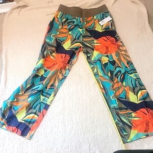 NWT Soft Surroundings Aliso Point Tropical Linen Pants Sz M